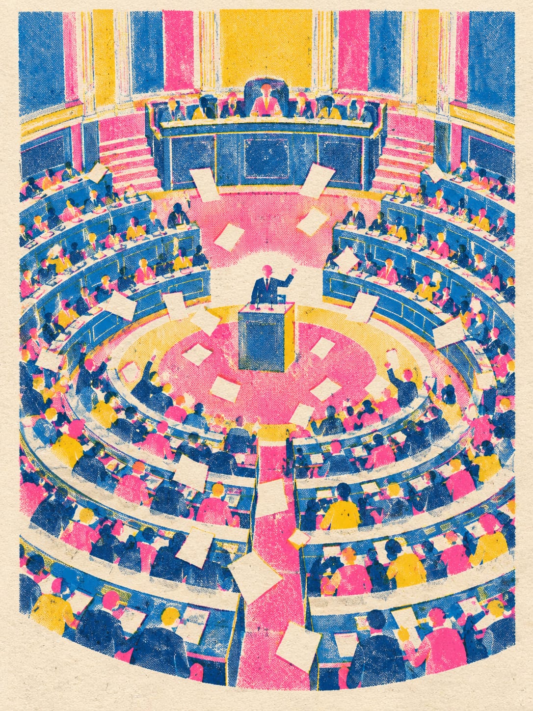 Paper Senate key art: risograph poster